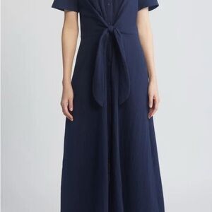 Caslon Vacation Tie Front Gauze Shirtdress